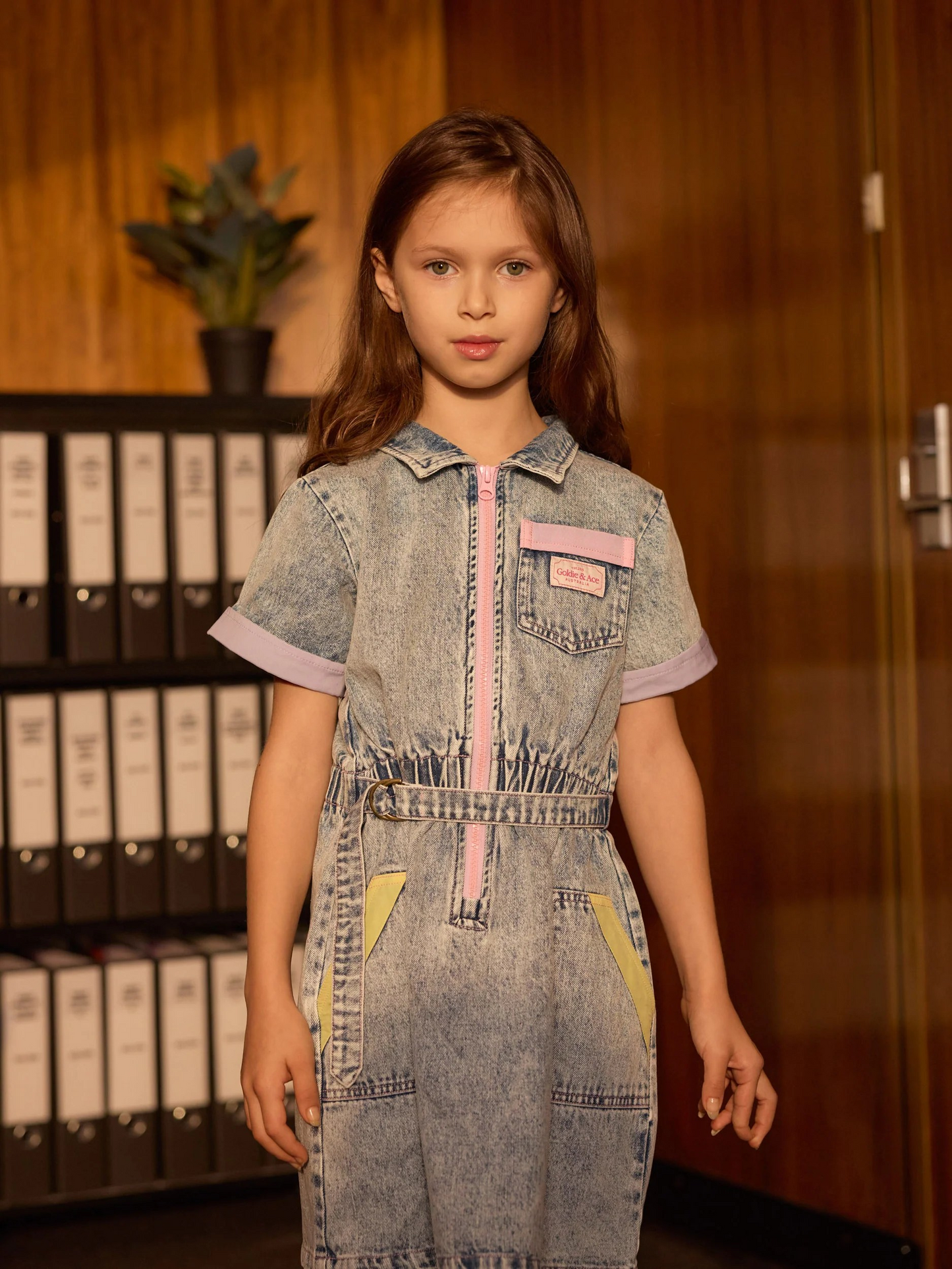 Pastel Pop Piper Denim Belted Dress