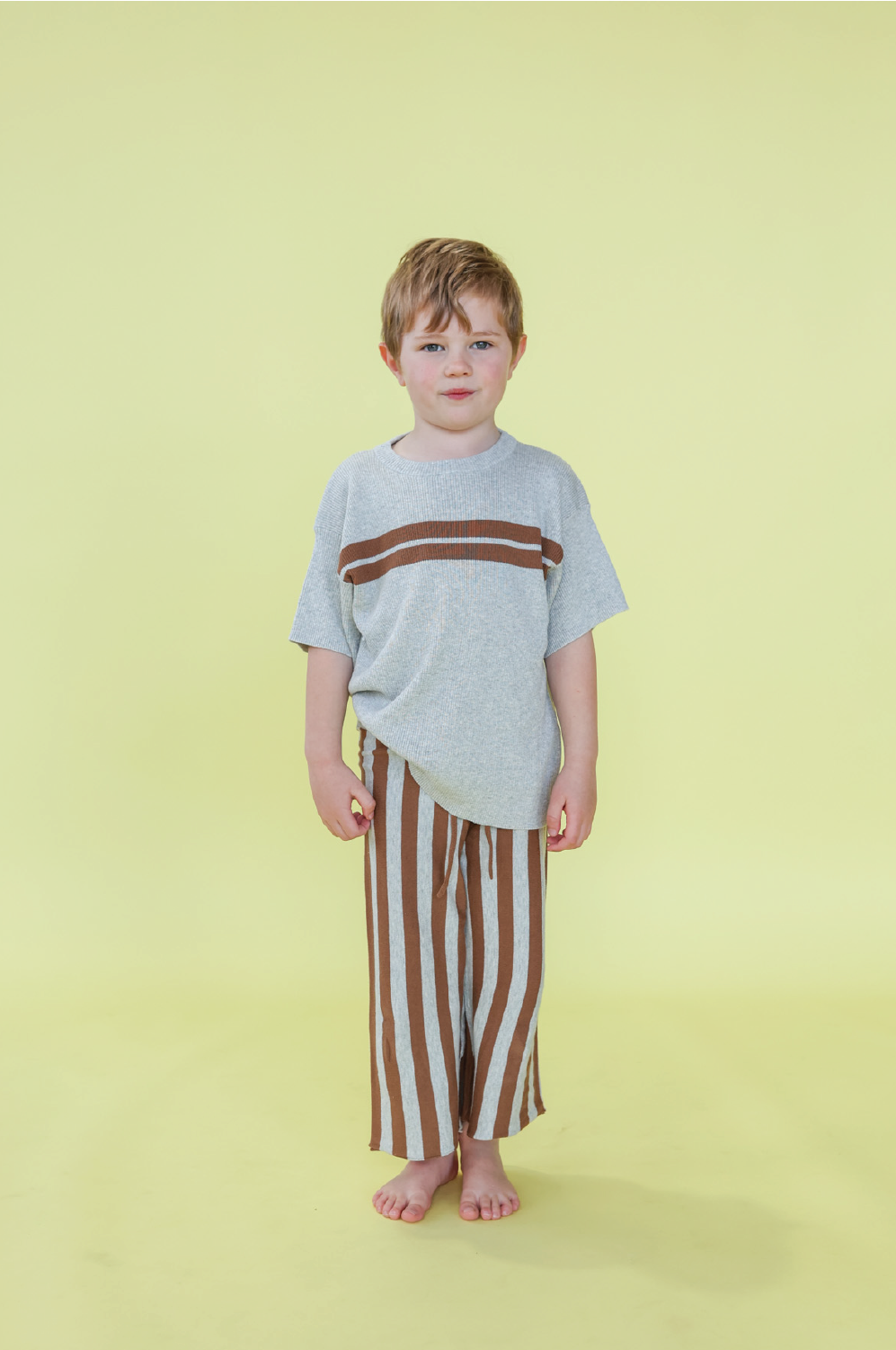 Organic Twin Striped Ribbed Knit Tee