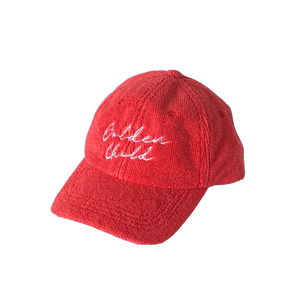Children's Terry Towelling Cap - Red