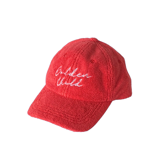 Children's Terry Towelling Cap - Red