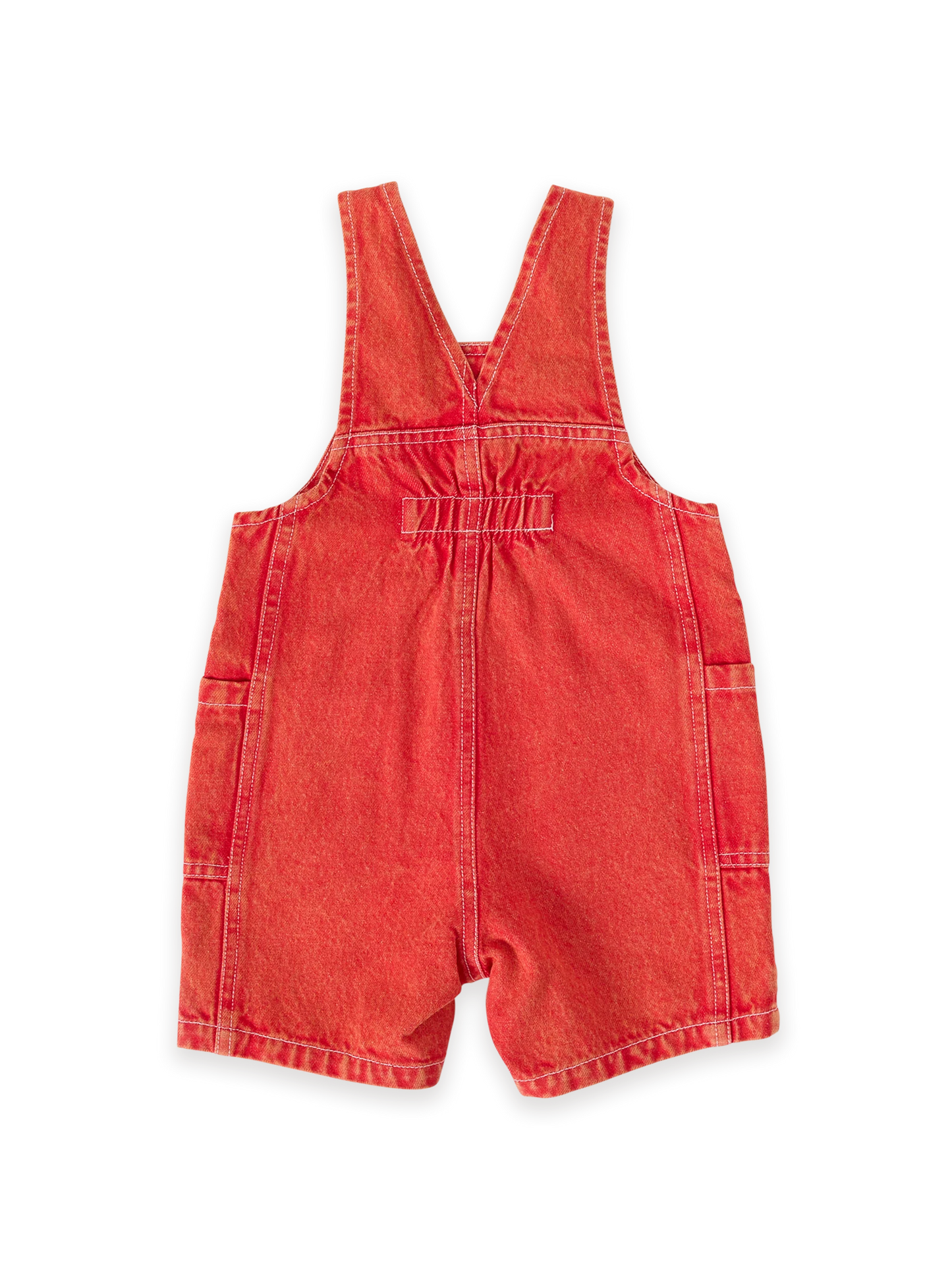 James Vintage Washed Denim Pocket Overalls Apple Red