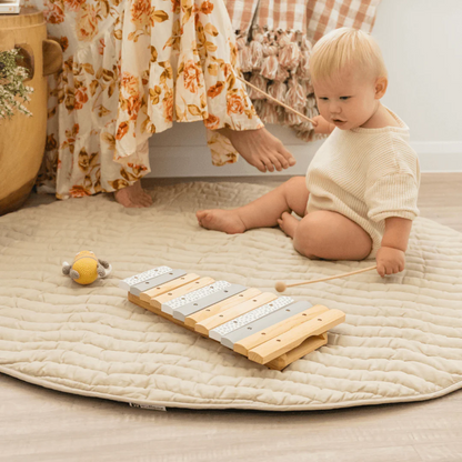 Linen Play Mat with Waterproof Backing - French Wheat