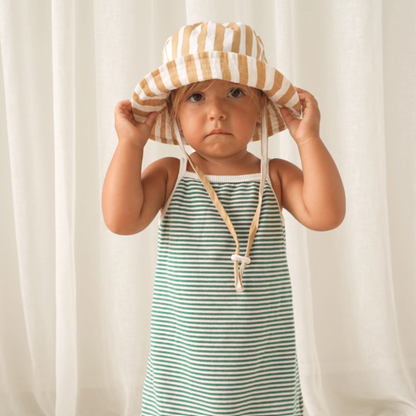Mustard Stripe Cotton Bucket Hat