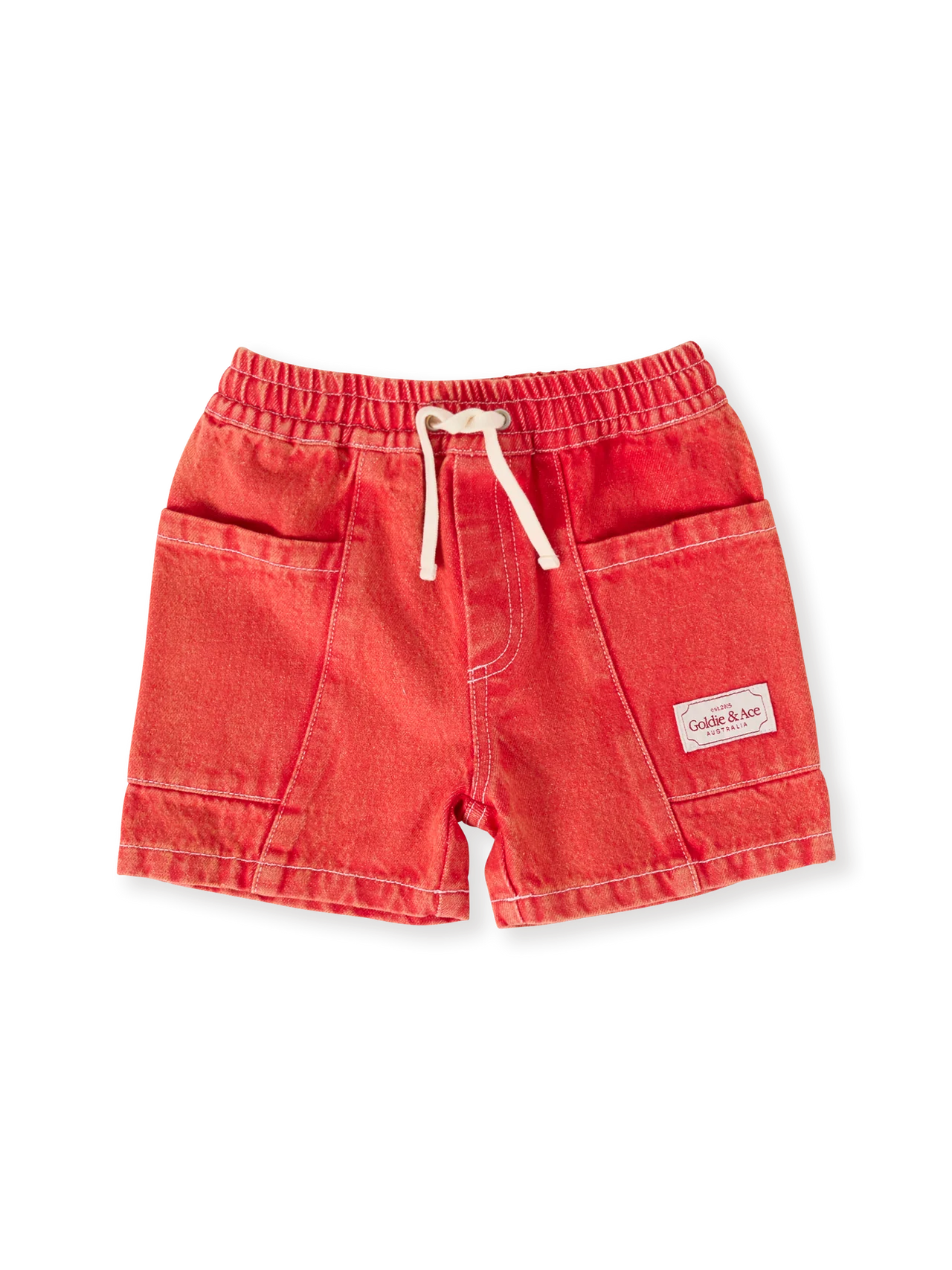 Noah Denim Pocket Shorts Apple Red