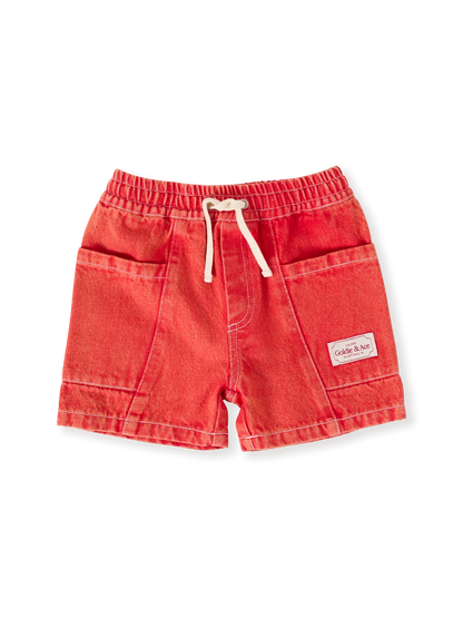 Noah Denim Pocket Shorts Apple Red