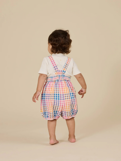 Rainbow Gingham Bubble Frill Romper