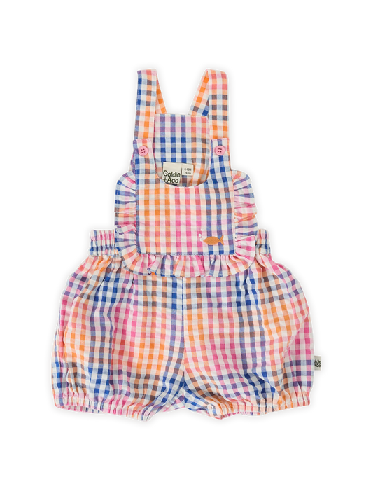 Rainbow Gingham Bubble Frill Romper