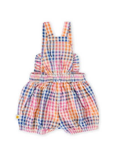 Rainbow Gingham Bubble Frill Romper