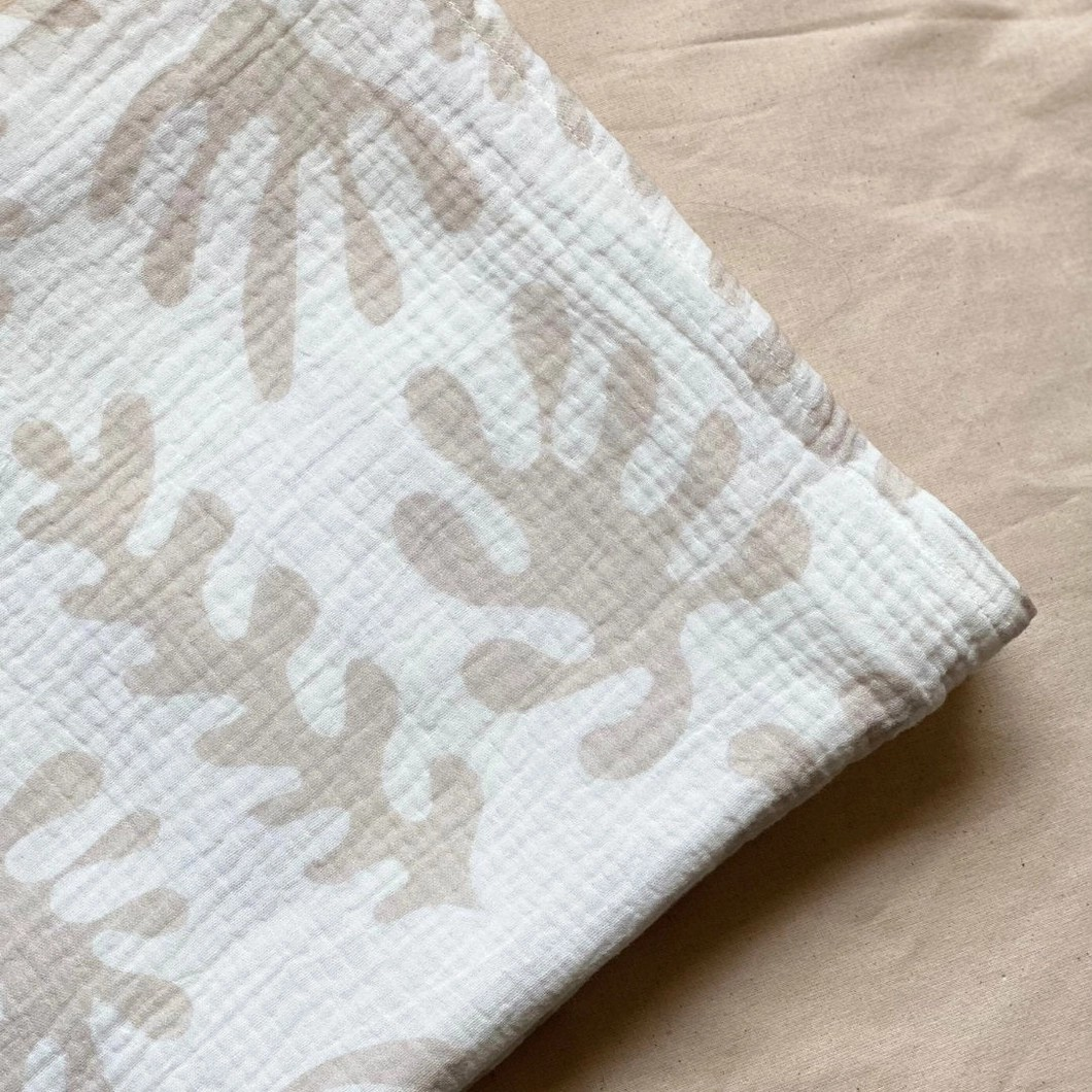 Marine Dream Organic Cotton Baby Swaddle - Stone