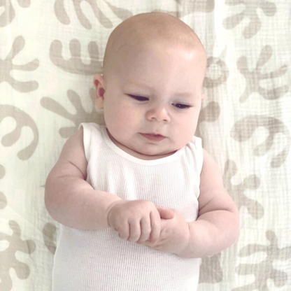 Marine Dream Organic Cotton Baby Swaddle - Stone