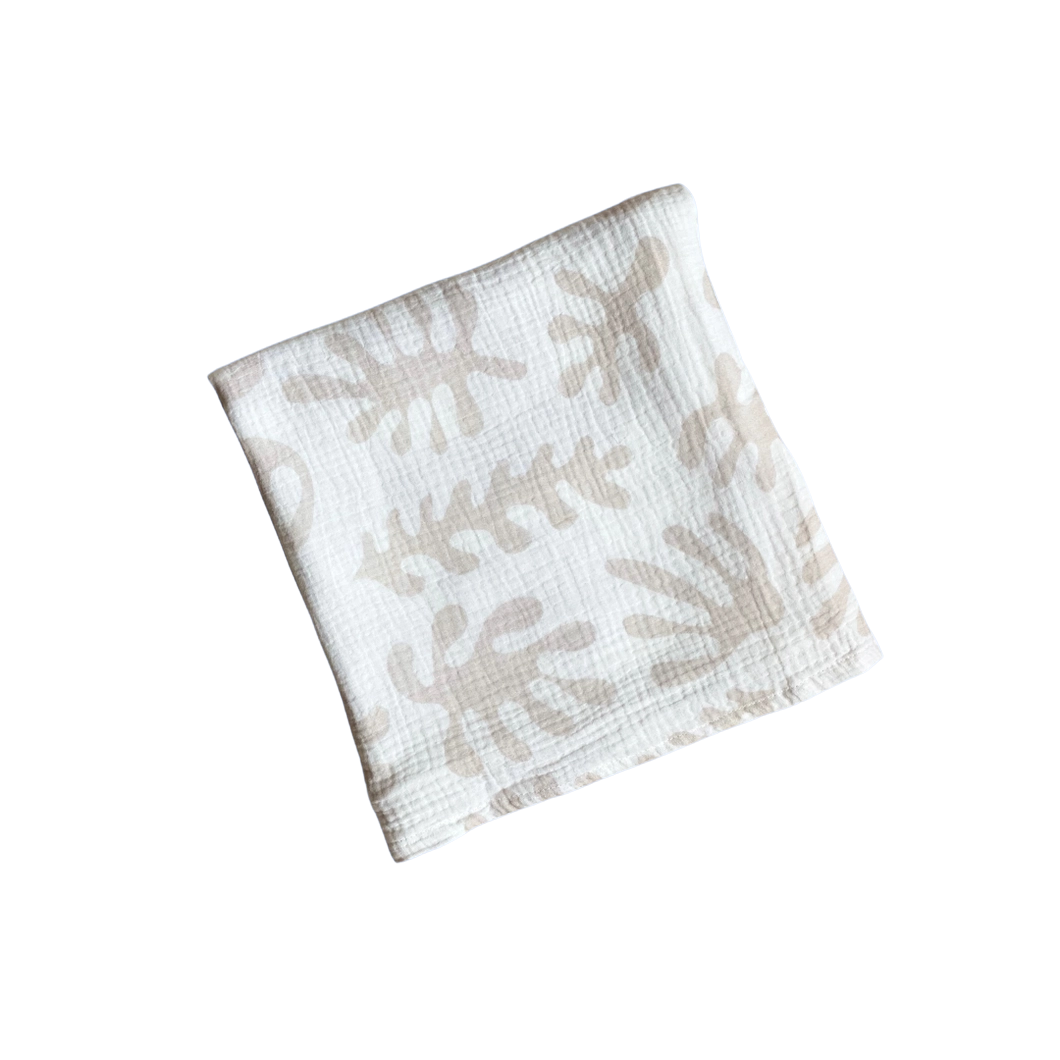 Marine Dream Organic Cotton Baby Swaddle - Stone