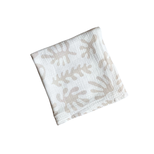 Marine Dream Organic Cotton Baby Swaddle - Stone