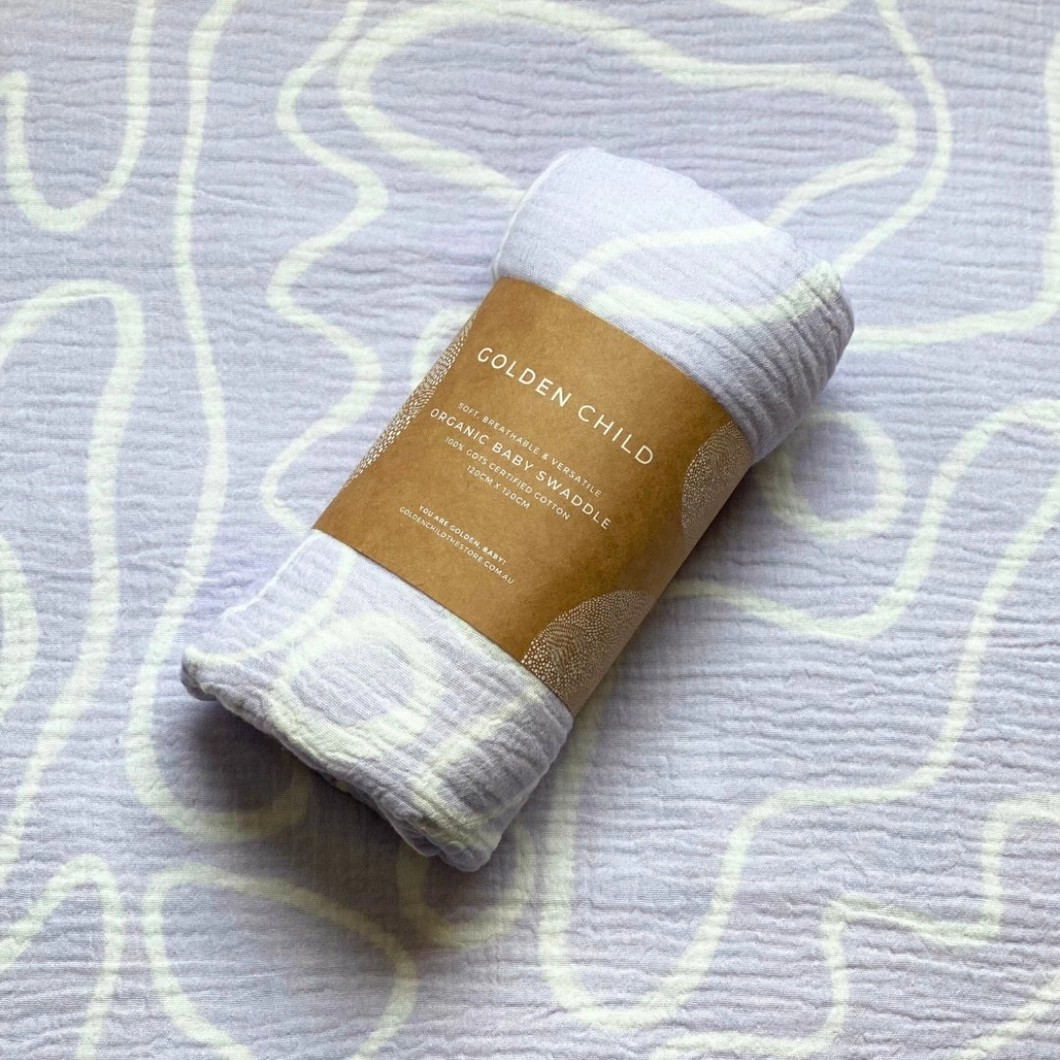 The Laze Organic Cotton Baby Swaddle - Lilac