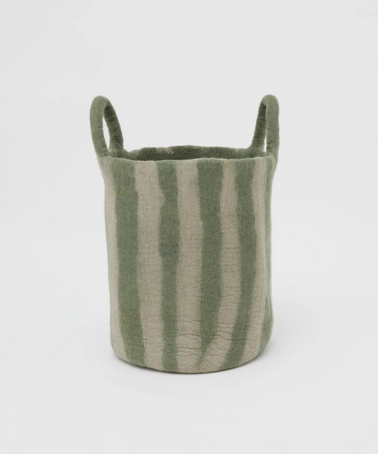 Toy Basket in Green Stripe - Large
