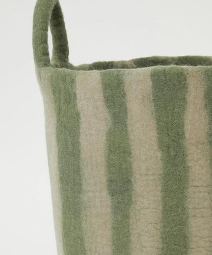 Toy Basket in Green Stripe - Large
