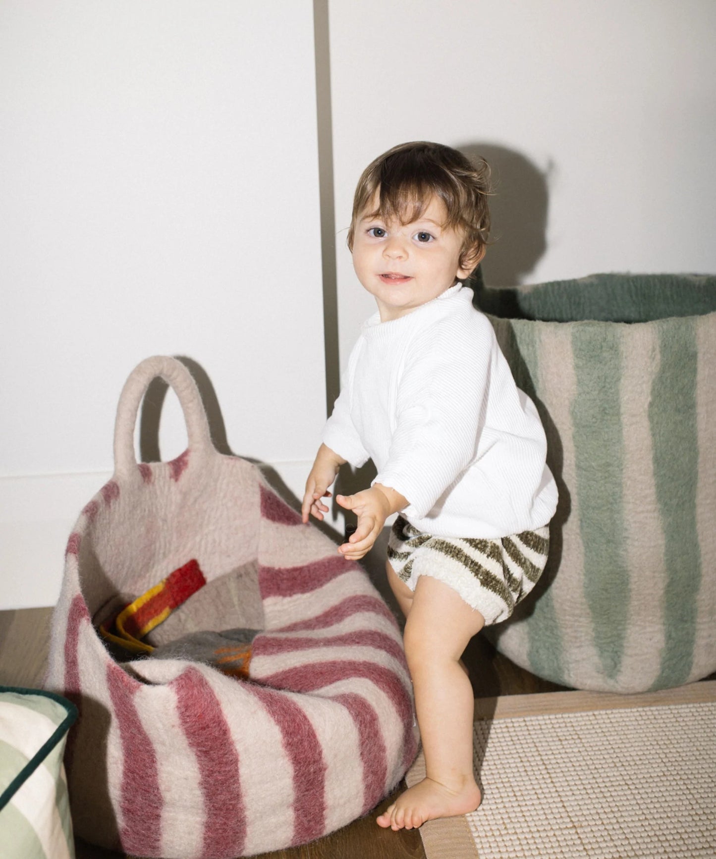 Toy Basket in Red Stripe - Small